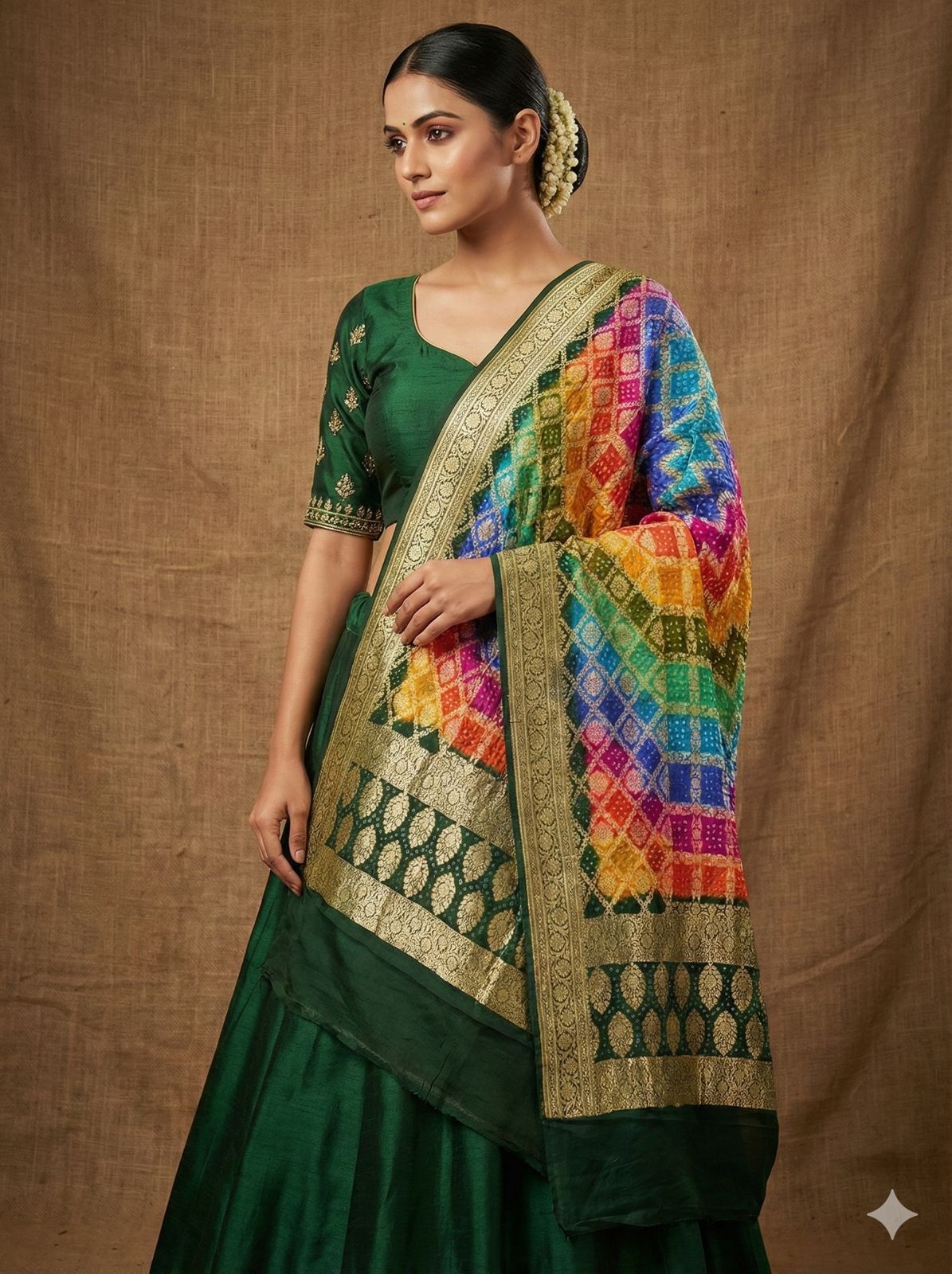Banarasi Bandhani Dupatta- Multicolour